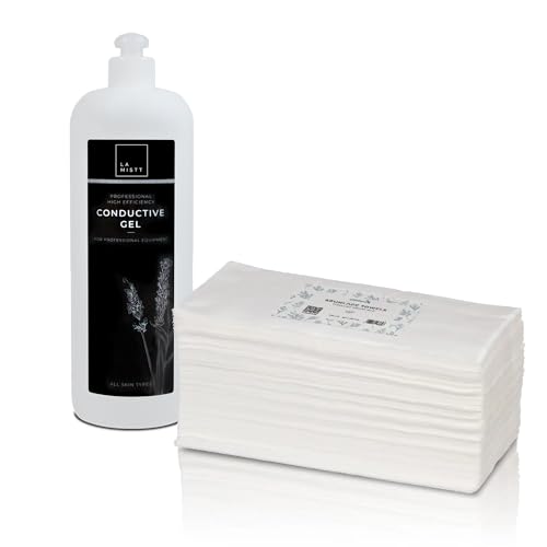 Pack 1 Litro de Gel Conductor Ultrasonido Alta Viscosidad + 100 Toallas Desechables Spunlace 40 x 80 cm