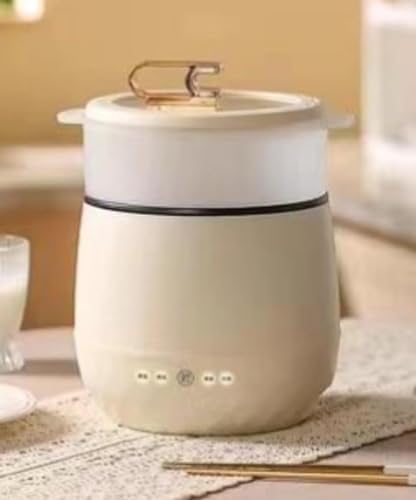 一人暮らし ミニ 多機能炊飯器一人用すいは 2合 ひとり暮らし用 小型電器 8つの便利なモードおしゃれ 持ち運び便利 12時間保温 サポート 調理 (米色,110 V 1.8 L+蒸篭)