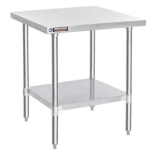 Image of DuraSteel 30x30 Stainless Steel Work Table - NSF Commercial Prep Metal Table - Outdoor Pizza Oven Stand w /Under Shelf - Kitchen Island Laundry Utility Garage Microwave Stand Large Rolling Storage Cart
