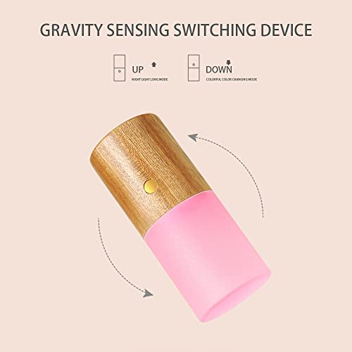 Acrylic Touch Lamp with Gravity Sensor,Night Light for Kids Warm White Light&7 Color Changing RGB,Battery Operated Bedroom Living Room,Kids Room,College Dorm,Office (Beech) (NO-HB015) - Image 6