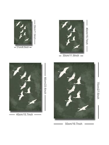 Affiche vintage d'art d'oiseau grues vertes 30x40 cm - 5