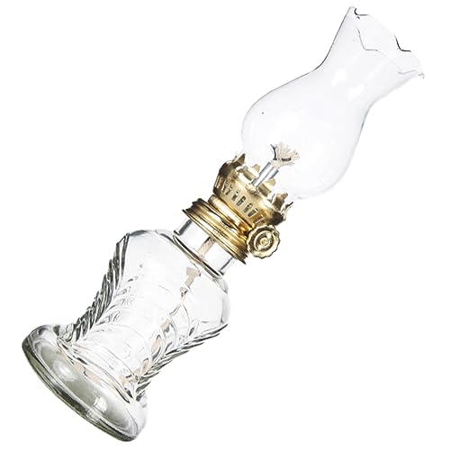 iplusmile Lámpara de Queroseno Retro de Vidrio Transparente Lámpara de Aceite de Escritorio Recargable para Uso Interior para Emergencias y Apagones