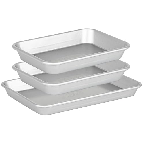 Viking Premium Nonstick Ceramic Baking Sheet Pan Set, Made without PFAS, 3-Piece Heavy Gauge Aluminized Steel Cookie Sheets with Reinforced Iron Frame, 9 and 13-Inch Baking Pans, Oven Safe to 475F