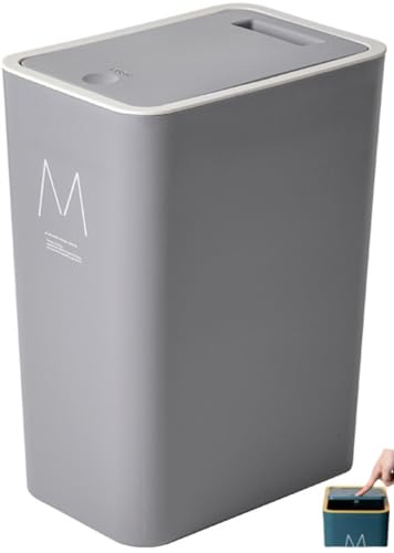 Wunnicx ゴミ箱 おしゃれ 15L*1 10リットル 15リットルストボックス 分別 キッチン い ふた付き リビー 袋が見えない 15リットル ゴミ箱 ごみゴミ箱 オフィス用 ホワイト おしゃれ ダスト一らし 洗面所 (グレイ1,10L)
