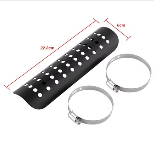 Protector térmico de escape universal para moto cubierta negra con abrazadera 6