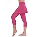 Honestyi Jupes de Sport Pantalon Yoga Taille Haute Pantacourt 3/4 Anti-Cellulite Collants Fille Capri Elastique Trousers Fitness Jambières Push Up Hanche Pants Dame Legging Shorts (S, Rose Rouge)