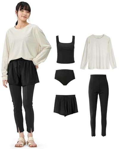 [�A�N���C�X] ���� ���f�B�[�X ���b�V���K�[�h ���� 5�_�Z�b�g �t�[�h�Ȃ� �^���L�j �㉺ �n�[�t�p���c ���M���X ���� �t�B�b�g�l�X �������p uv�J�b�g al-sh24011lmkwt-bl-bl