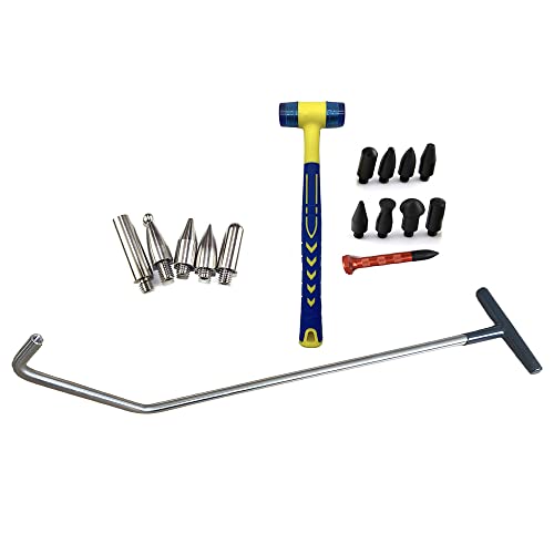 Image of Dent Removal Rods Kit(17 Pieces), Double Twisted Interchangeable Tip Rod-1 /2'' Diameter(12mm) with Tap Down,Paintless Dent Repair Tool for Car Body Minor Dents, Door Dings and Hail Damage