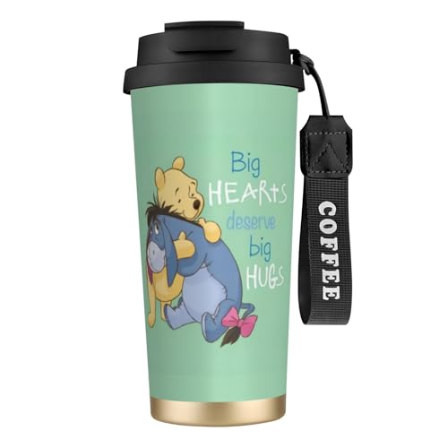 コーヒーカップ くまのプーさん イーヨー 魔法瓶 水筒 スポーツボトル タンブラー ステンレス製 保温 保冷 蓋付き ストロー付き 大容量 漏れない 広口 ビジネス 500ml プレゼント 通勤 通学 新築祝い