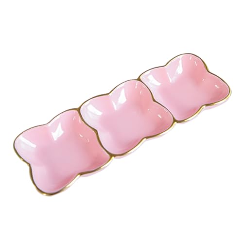 SOLUSTRE Ceramic Three-grid Sauce Plate for Seasoning Dishes Sushi Dipping Restaurant Utensil