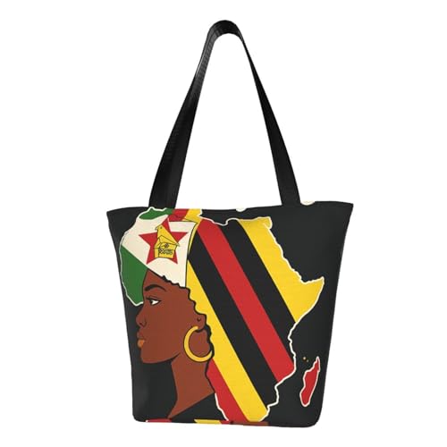 Map outline of Zimbabwe Print Lightweight Shoulder Bag Summer Outings Tote Bags Travel Hiking Work Casual Use