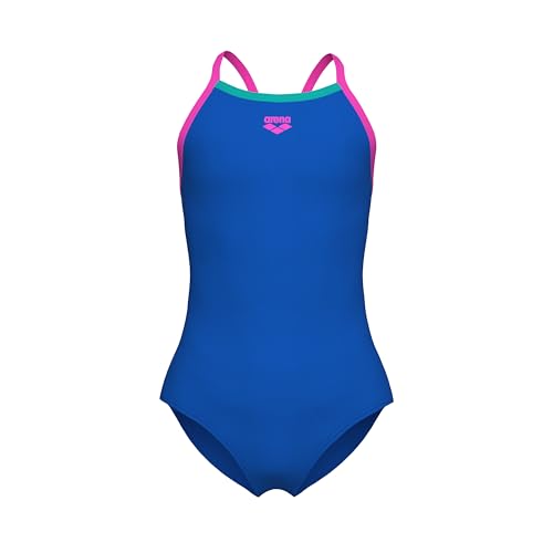 Image of Arena Girls' Feel Solid Light Drop Back Swimsuit Thin Straps Stretchy One Piece Kids Bathing Suit