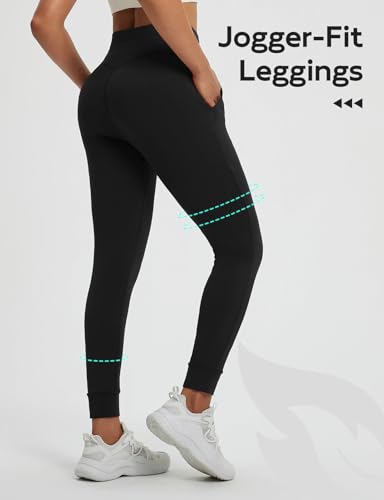 baleaf Women's Fleece Lined Jogger-Fit Leggings Warm Yoga Pants with Pockets Thermal Sweatpants Winter Lounge Casual Running4