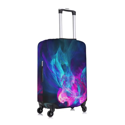 Blue And Pink Fire Print Travel Elastic Suitcase Luggage Baggage Cover Protector, Washable And Anti-Scratch3