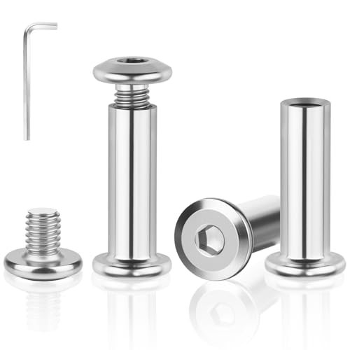 jwtyu 80 Stück Verbindungsschrauben M4x12mm Hülsenmutter(40 Hülsenmutter und 40 Hülsenschrauben) Edelstahl A2 V2A möbelverbindungsschrauben hülsenschrauben für Möbeln Holzbret Schränken