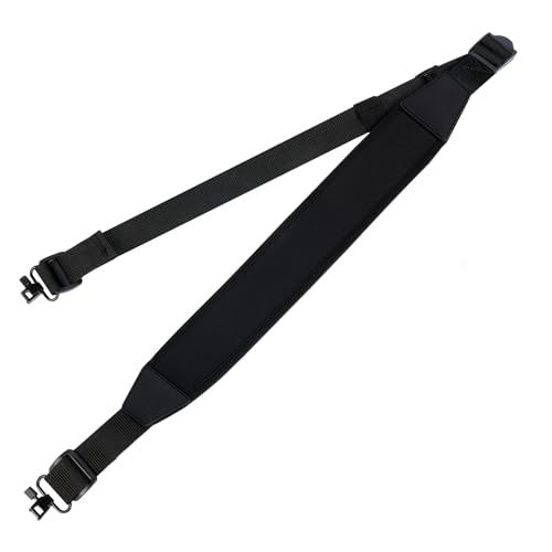 Besrilien Two Point Sling with Swivels Rifle Sling Comfortable Neoprene Padded Length Adjustable Shoulder Strap for Outdoors, Black