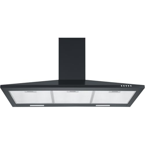 Respekta Campana extractora Karena/campana de chimenea 90 cm/carcasa metálica negro mate/función de escape y recirculación / CH22055-90 S / 53 – 68 dB