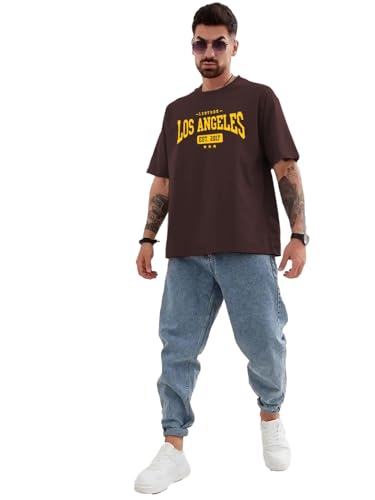 Image of LEOTUDE Men's Cottonblend Oversized Round Neck T-Shirt | T Shirt for Man