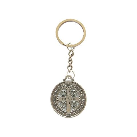 Angelitos de Mexico Saint Benedict Keychain with attached St. Benedict Medal Cover
