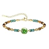JIAOGE Birthstone Bracelets for Women - Peridot Bracelet August Birthstone Bracelets for Girls Gifts for Girls Beaded Bracelet for Womens Peridot Jewelry for Women August Birthday Gifts for Womens