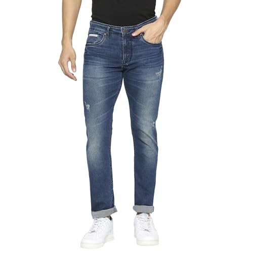 Image of Being Human Blue Cropped Fit Men's Denims Clothing