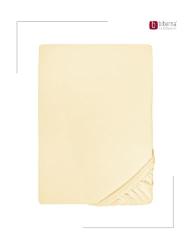 biberna Premium Feinjersey Spannbettlaken 90x200-100x200 cm gelb | 100% Baumwolle Spannbetttuch für Einzelbetten… – Ansicht 2