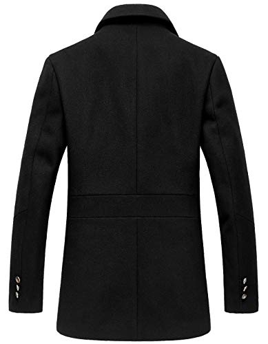 Image of chouyatou Men's Classic Notched Collar Double Breasted Wool Blend Pea Coat