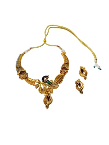 Juego de joyas de pavo real esmaltadas DMZ-429 conjunto pendientes collar oro