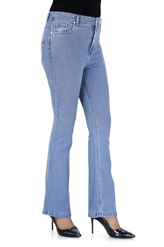 Image of TWGE - Women's Mid Rise Bootcut Jeans - Single Button, Stretchable Denim Pants - Ankle Length - Stylish Casual Wear