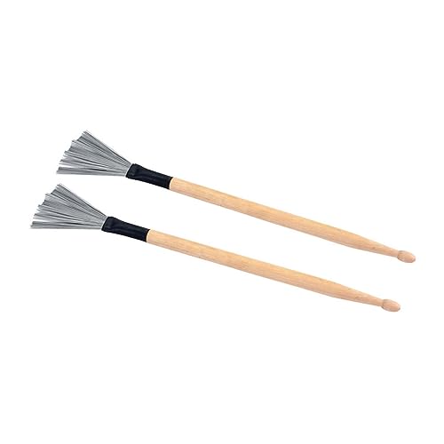 Baquetas y cepillos para batería SHOWERORO, 2 piezas, doble cabeza, alambre de acero, para principiantes y jazz miniatura 4