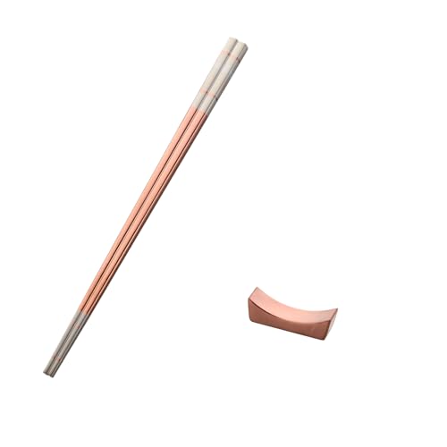 Buyer Star 箸 ステンレス箸 箸置き セット 長さ21cm 韓国箸 金属箸 18-8ステンレス製 四角形状 転がらない 耐久性がよい 衛生 家庭 業務用 食洗機対応 4色選択可能 ローズゴールド
