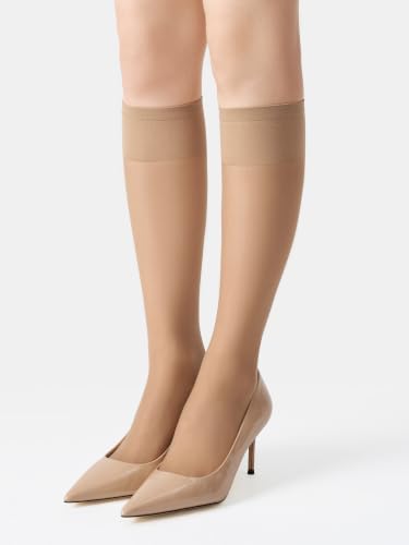 Image of MOOCHI Women's Sheer Knee High Stockings 6 Pairs 20 Denier Nylon Socks