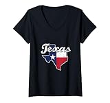 donna retro texas tx vintage stato bandiera maglietta con collo a v
