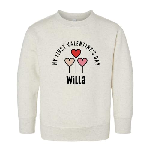 My First Valentine's Day Willa Kids Sweatshirt Toddler 3T Natural Heather