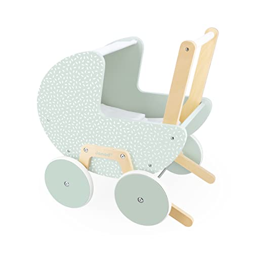 Janod - Zen Puppenwagen aus FSC-Holz - Rollenspielzeug - Kinderwagen für Puppen - Mit Kissen und Decke - Ab 18 Monaten, J05900 – Bild 4