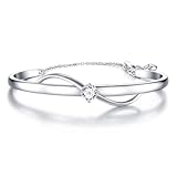 Lyniuoy Pulseras infinitas para mujer, pulseras ajustables chapadas en oro blanco de 18 quilates, joyería minimalista para mujer, aniversario, día de la madre, Navidad, día de San Valentín regalos