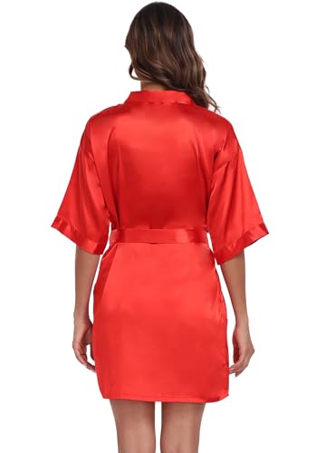 Image of Women's Pure Short Silky Robes Bridesmaid Bride Party Satin Robes Sleepwear