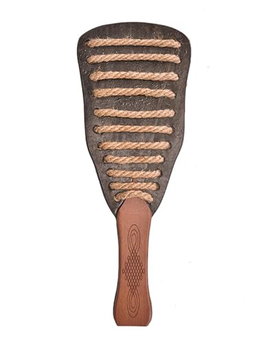 YY GEWETAO Genuine Leather Paddle with Hemp Rope and Anti-Slip Wooden Handle, Riding Crop for Horses, 14.5'' Equestrianism (Leather)