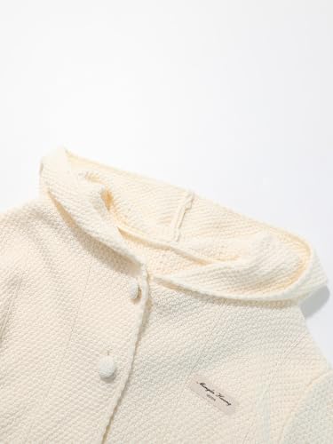 Image of 2026 Premium Girls Cable Knit Zip Up Cardigan with Hood, Letter Patched Long Sleeve Sweatshirt