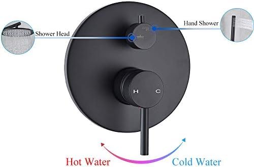 Doccia termostatica, soffione Doccia, Set di rubinetti per Doccia da Bagno Nero di recente Produzione 8/10/12/16 con Miscelatore per Acqua Calda e Fredda, 8 insh B, 8 A Fa