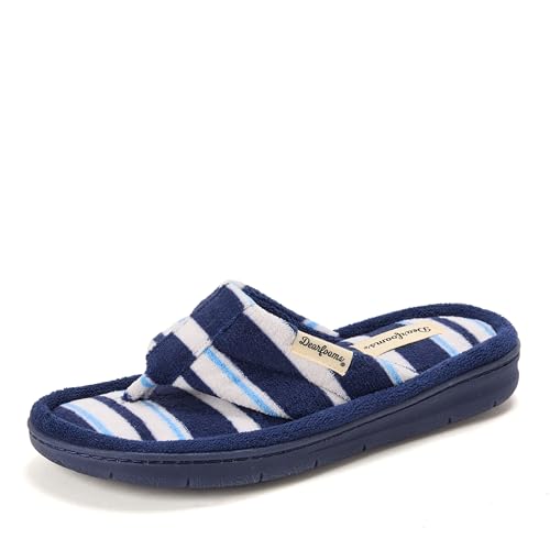 Image of Dearfoams Women's Melanie Colorblocked Microfiber Terry Thong Slipper
