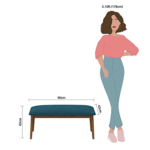 Image of Chumbak Jodhpur Bench - Mediterranian Blue (2 Seater Bench, Sheesham Wood, Blue)