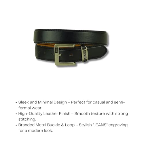 Classic Black Leather Belt for Men with Square Buckle – Stylish Casual Fit3