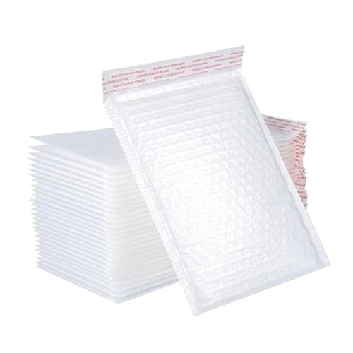 HOODANCOS 50pcs Shockproof Foam Bag Padded Fragile Large Wrap Bag Thick Courier Reusable Breakables Bubbles Packaging Waterproof Packing Foam Postal Cushioning Moving Pouch Warning White or