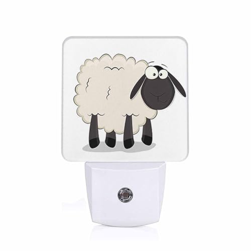 Image of LED Night Light,Cartoon Sheep LED Night Light Plug into Wall with Dusk to Dawn Light Sensor White Energy Efficient Nightlight for Bedroom Bathroom Hallway Living Room Kitchen