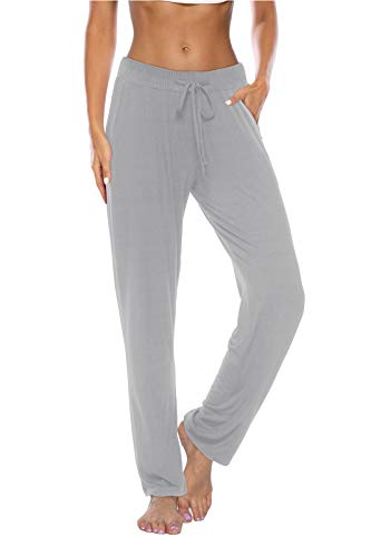 DIBAOLONG Womens Yoga Pants Wide Leg Loose Drawstring Comfy Lounge Workout Sweatpants with Pockets Slivery S