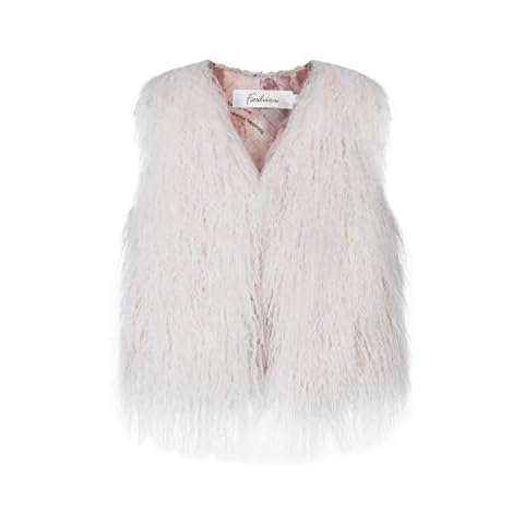 MisShow Little Girls Sleeveless V Neck Faux Fur Gilet Winter Causal Coat Waistcoat Vest Cover