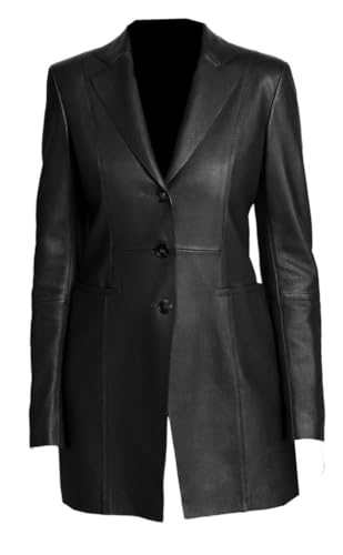 Hemitinum Black and TAN Leather Blazar Coat for Women4