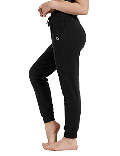 BALEAF Teens Girl's Cotton Pajamas Sweatpants Yoga Workout Jogger Pants Black Youth-XL