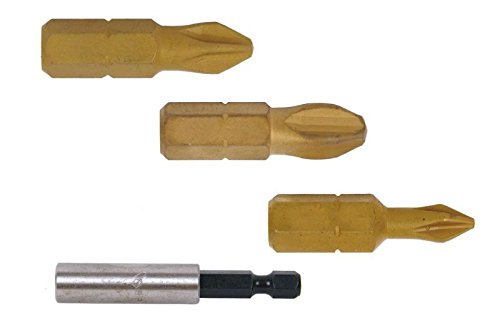 Assorted Titanium Bits 1/4" Ph-1-2-3X25+Bit Holder, 25 mm